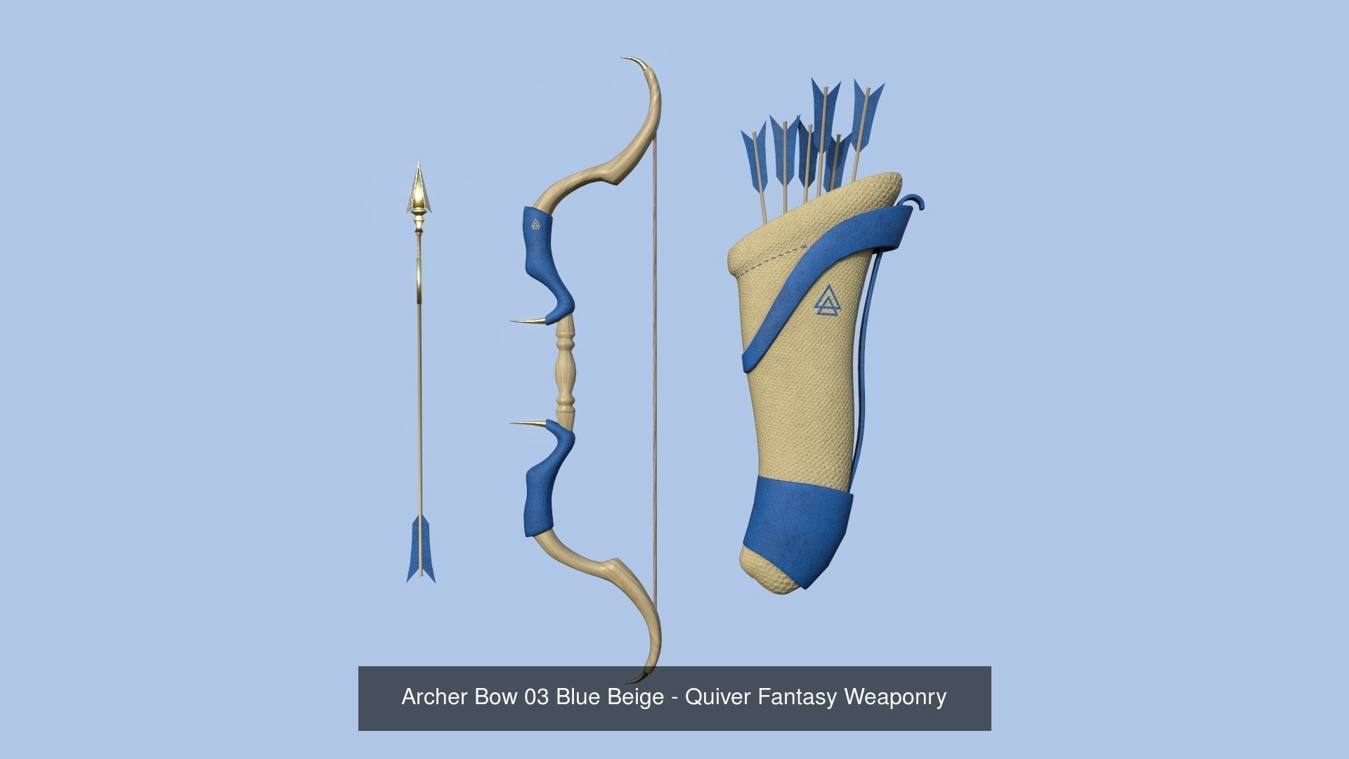 08 Archer Bow Set - Quiver Fantasy Weaponry 3D Model Collection_3