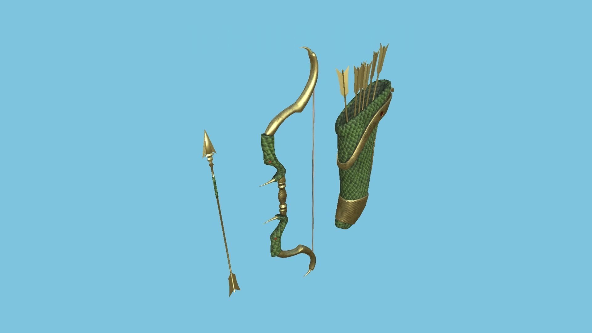 08 Archer Bow Set - Quiver Fantasy Weaponry 3D Model Collection_37
