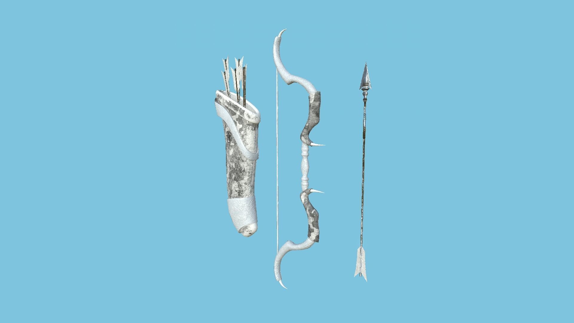 08 Archer Bow Set - Quiver Fantasy Weaponry 3D Model Collection_21