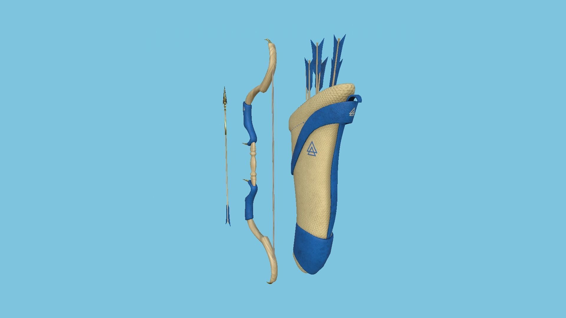 08 Archer Bow Set - Quiver Fantasy Weaponry 3D Model Collection_45