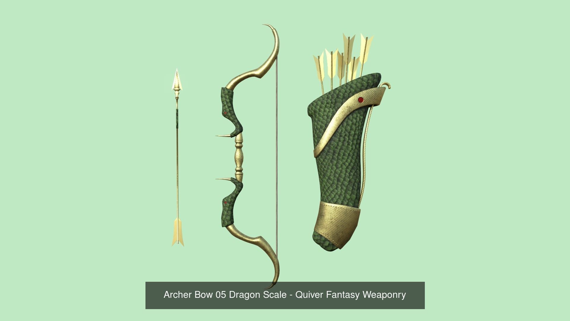 08 Archer Bow Set - Quiver Fantasy Weaponry 3D Model Collection_5