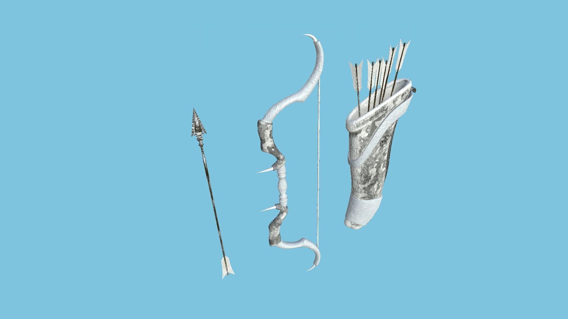 08 Archer Bow Set - Quiver Fantasy Weaponry 3D Model Collection_44