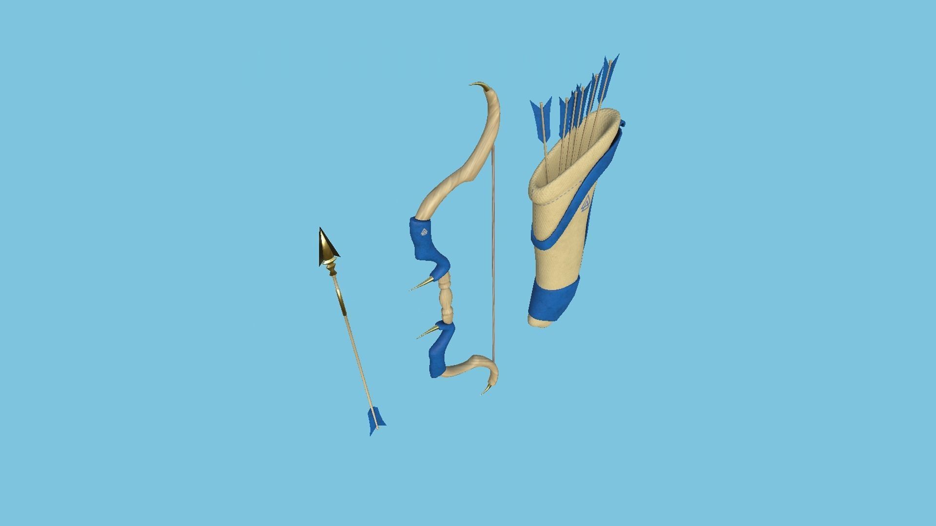 08 Archer Bow Set - Quiver Fantasy Weaponry 3D Model Collection_28