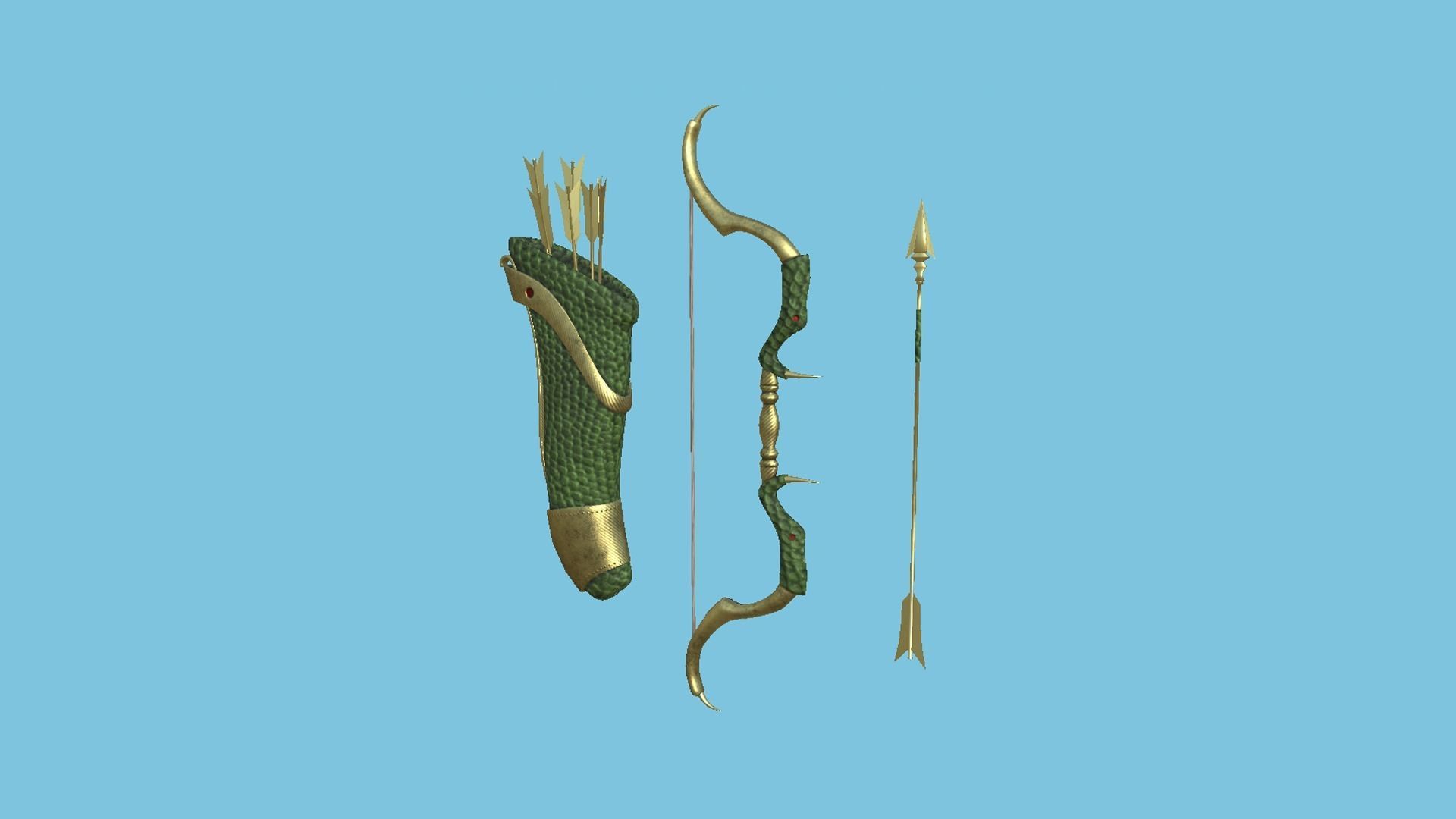 08 Archer Bow Set - Quiver Fantasy Weaponry 3D Model Collection_43