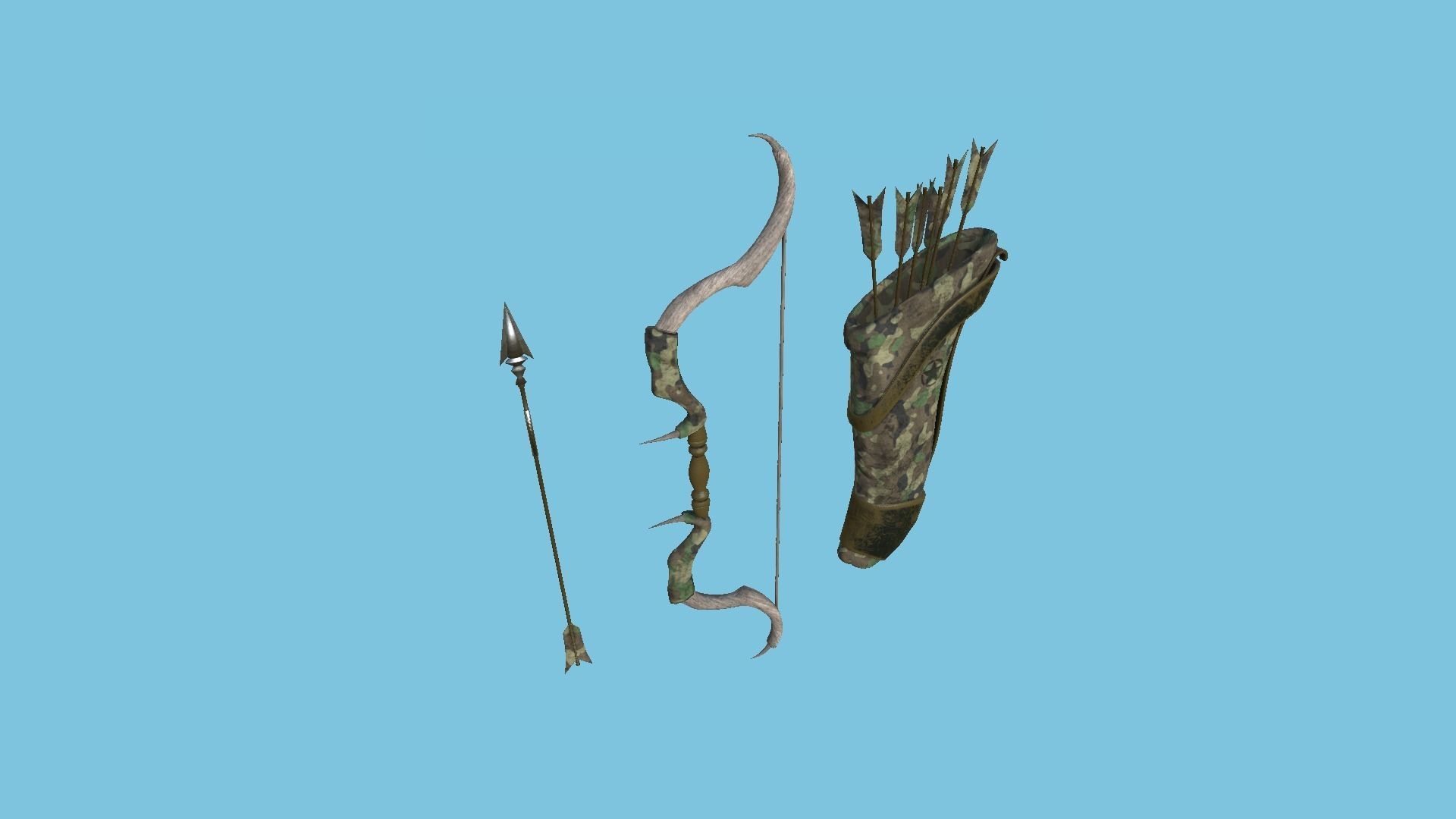 08 Archer Bow Set - Quiver Fantasy Weaponry 3D Model Collection_41