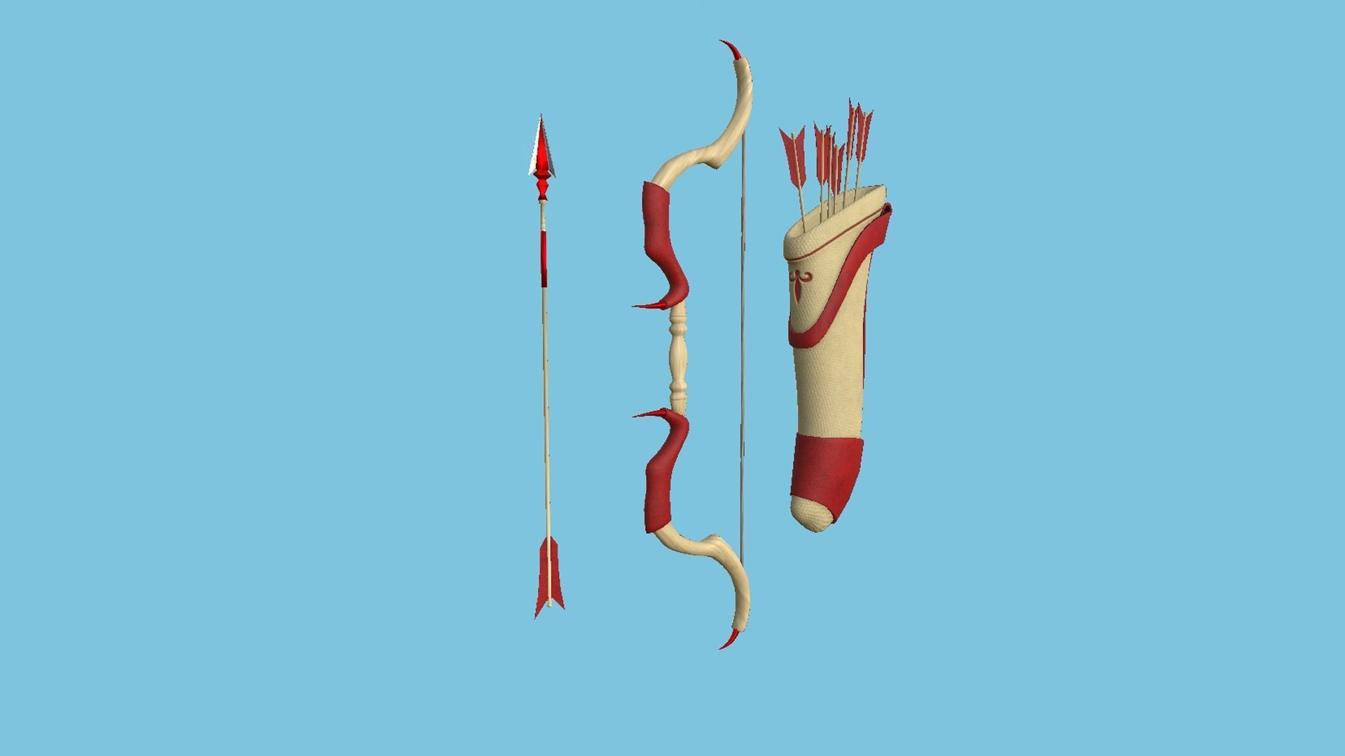08 Archer Bow Set - Quiver Fantasy Weaponry 3D Model Collection_27