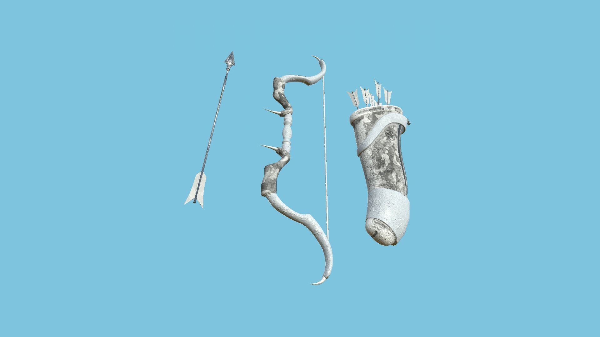 08 Archer Bow Set - Quiver Fantasy Weaponry 3D Model Collection_39