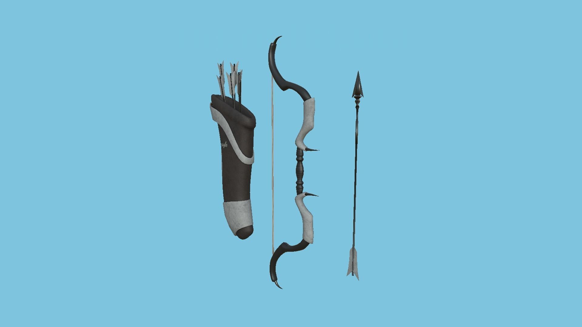 08 Archer Bow Set - Quiver Fantasy Weaponry 3D Model Collection_15