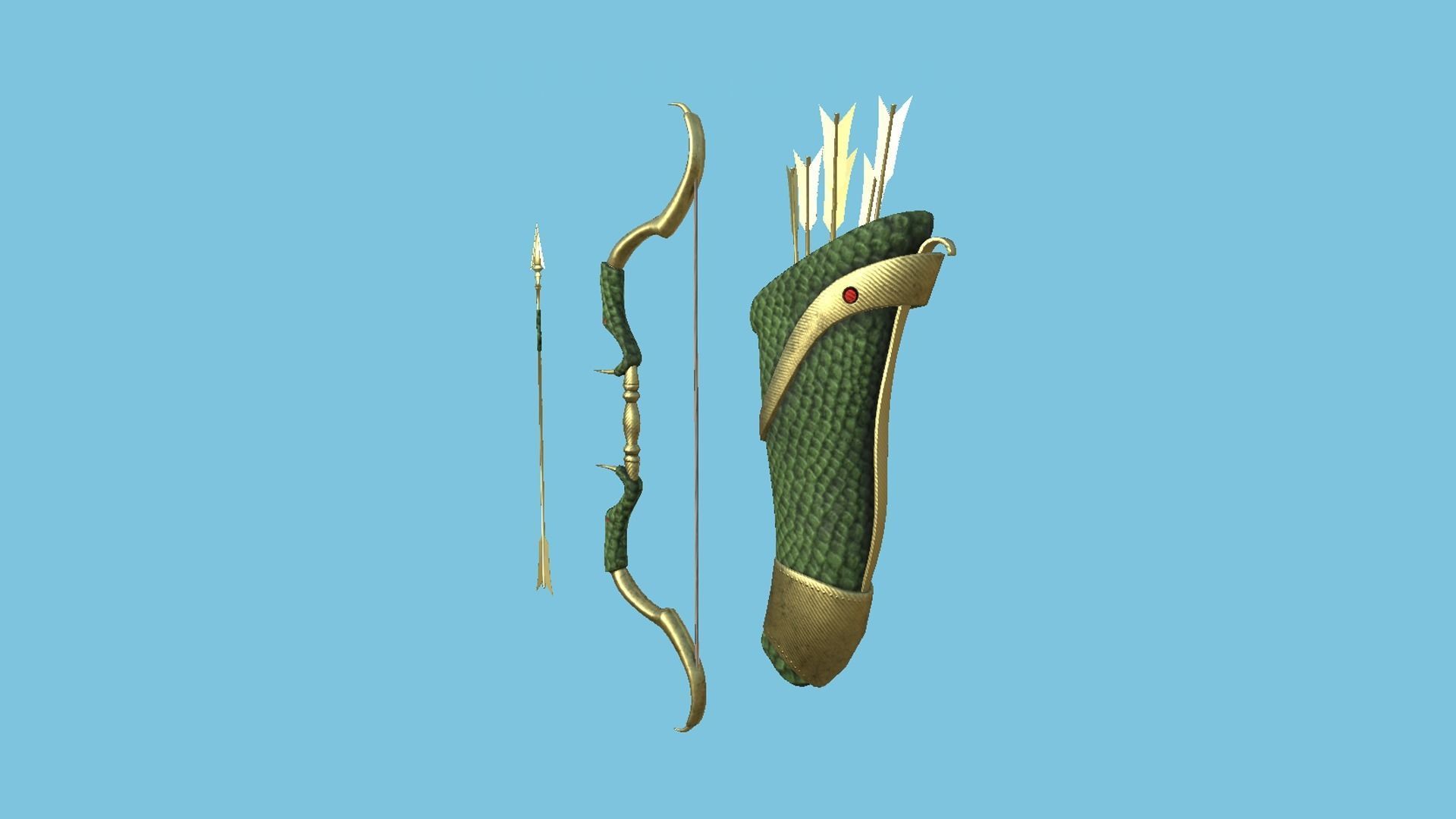 08 Archer Bow Set - Quiver Fantasy Weaponry 3D Model Collection_32