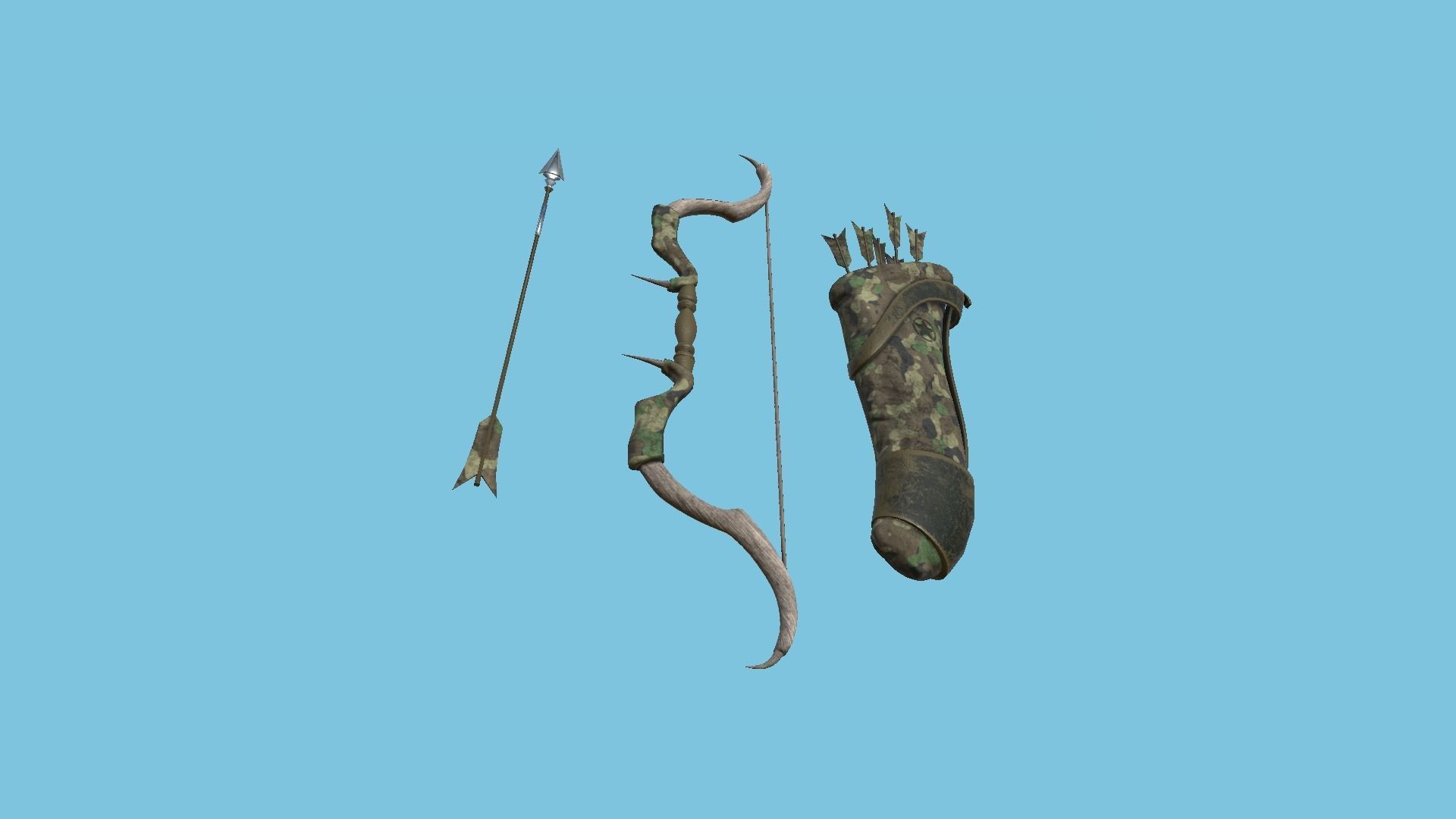 08 Archer Bow Set - Quiver Fantasy Weaponry 3D Model Collection_35