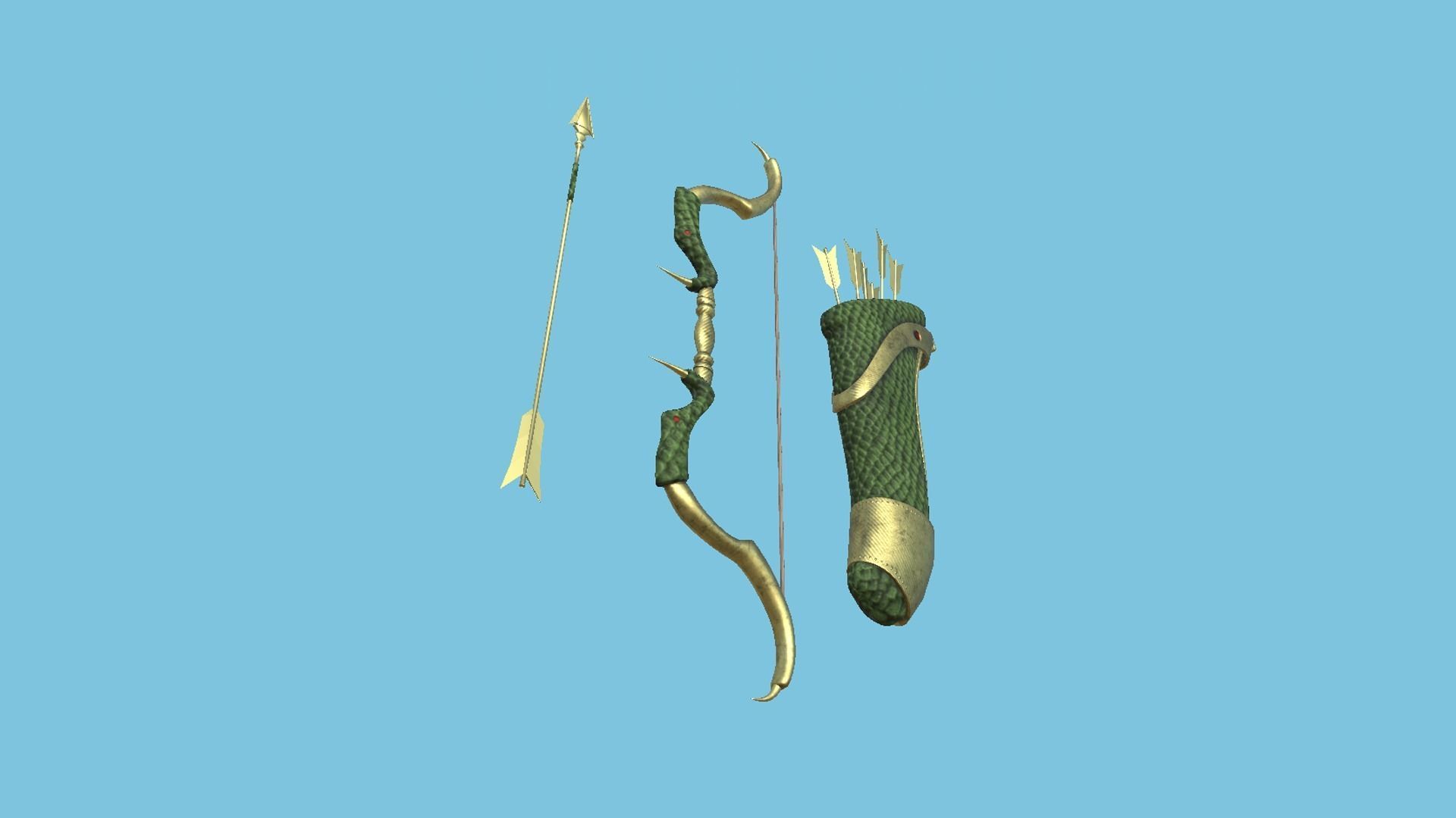 08 Archer Bow Set - Quiver Fantasy Weaponry 3D Model Collection_34