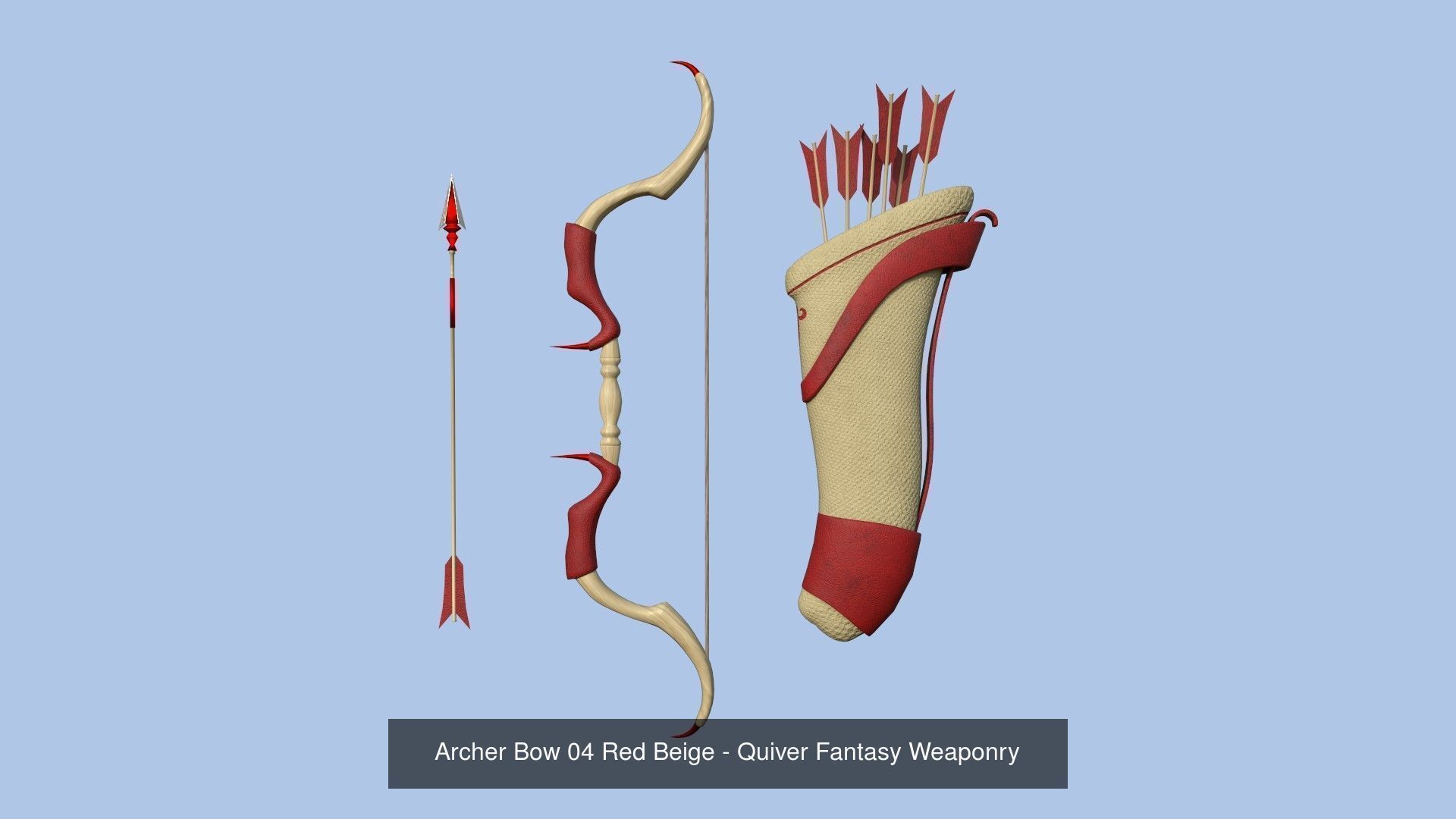 08 Archer Bow Set - Quiver Fantasy Weaponry 3D Model Collection_4
