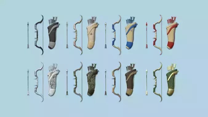 08 Archer Bow Set - Quiver Fantasy Weaponry