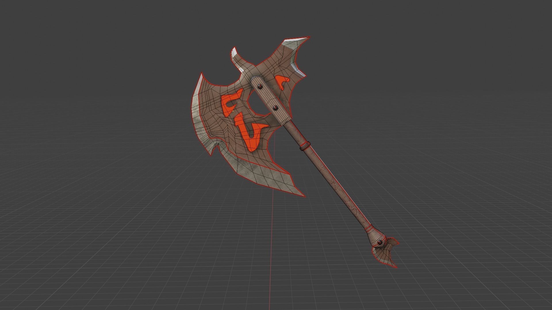Lava Axe PBR Low-Poly Game READY Low-poly 3D model_6
