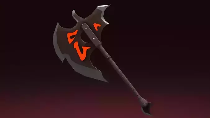 Lava Axe PBR Low-Poly Game READY