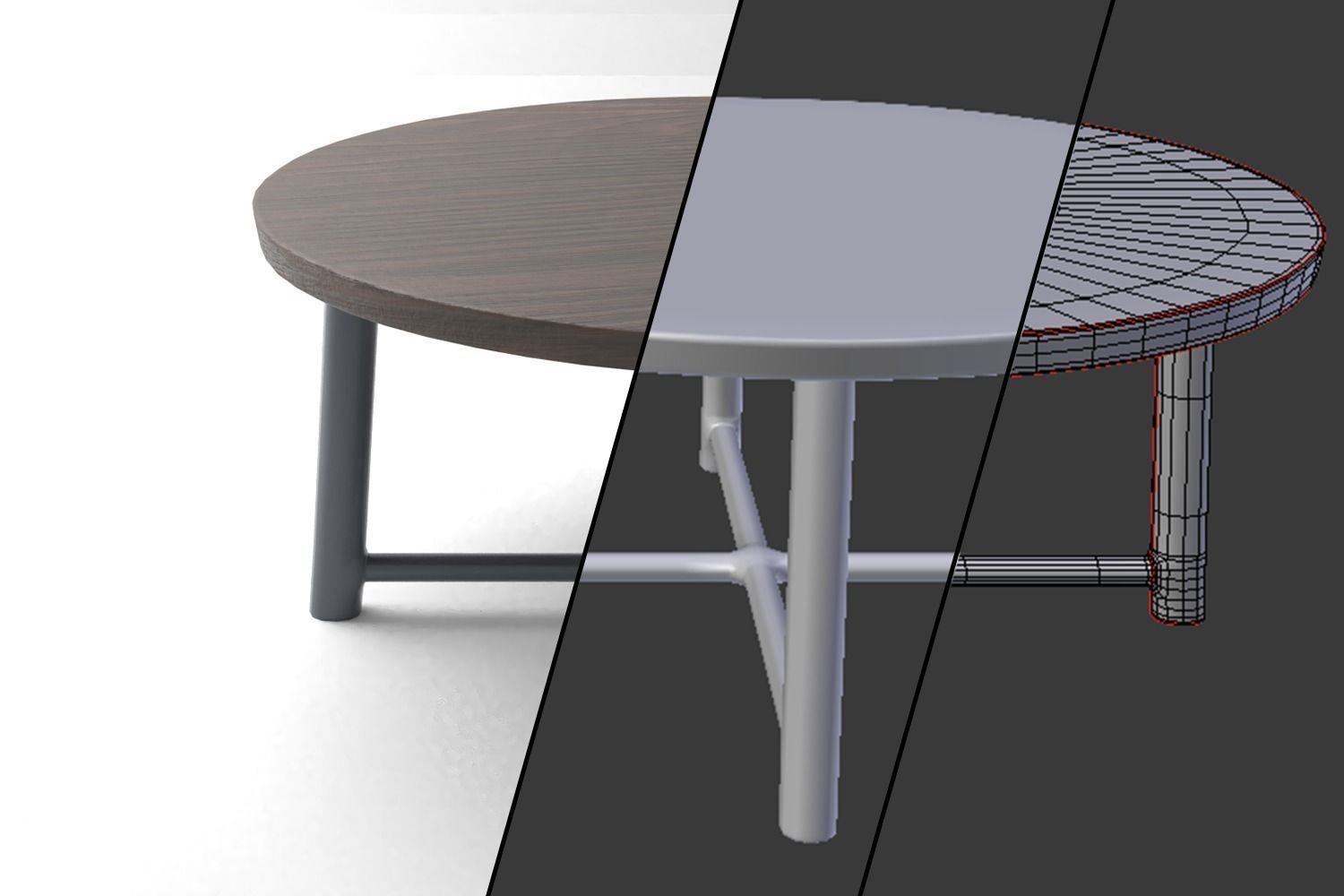 Wooden Coffee Table Low-poly 3D model_5