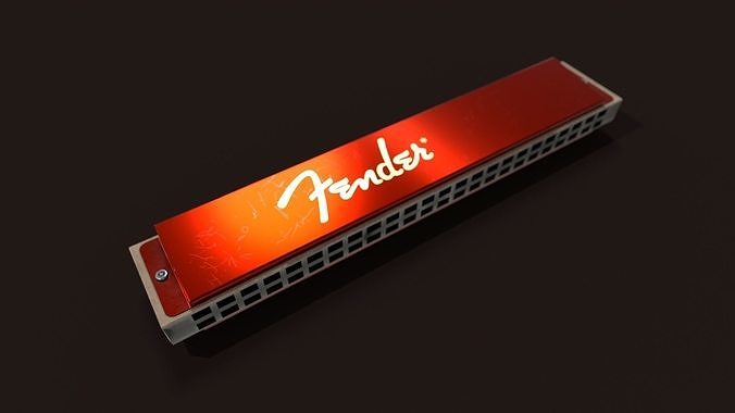 Harmonica Game Ready - mouth organ Low-poly 3D model