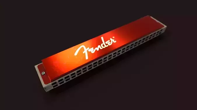 Harmonica Game Ready - mouth organ Low-poly 3D model
