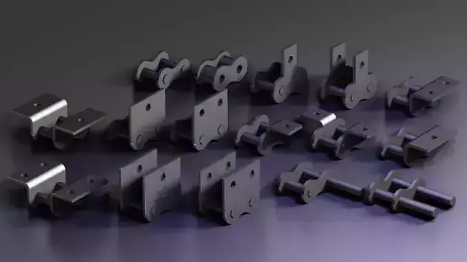 ANSI 40 Roller Chain Attachment Links 3D print model