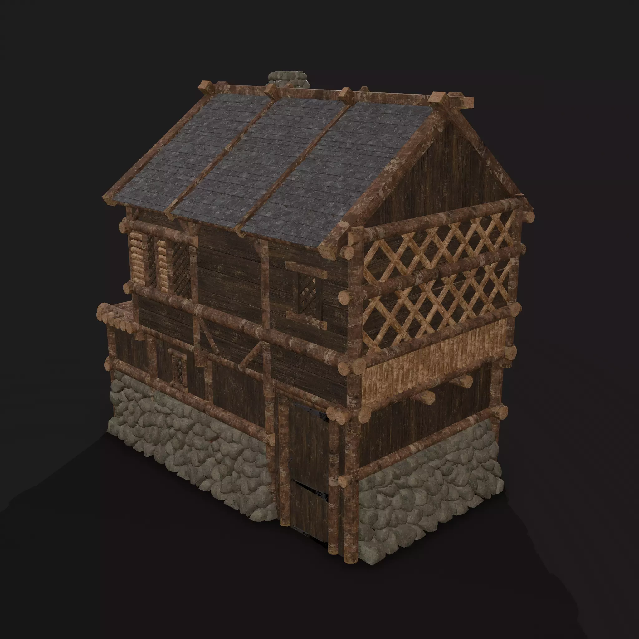 Medieval Cabin F Low-poly 3D model_0