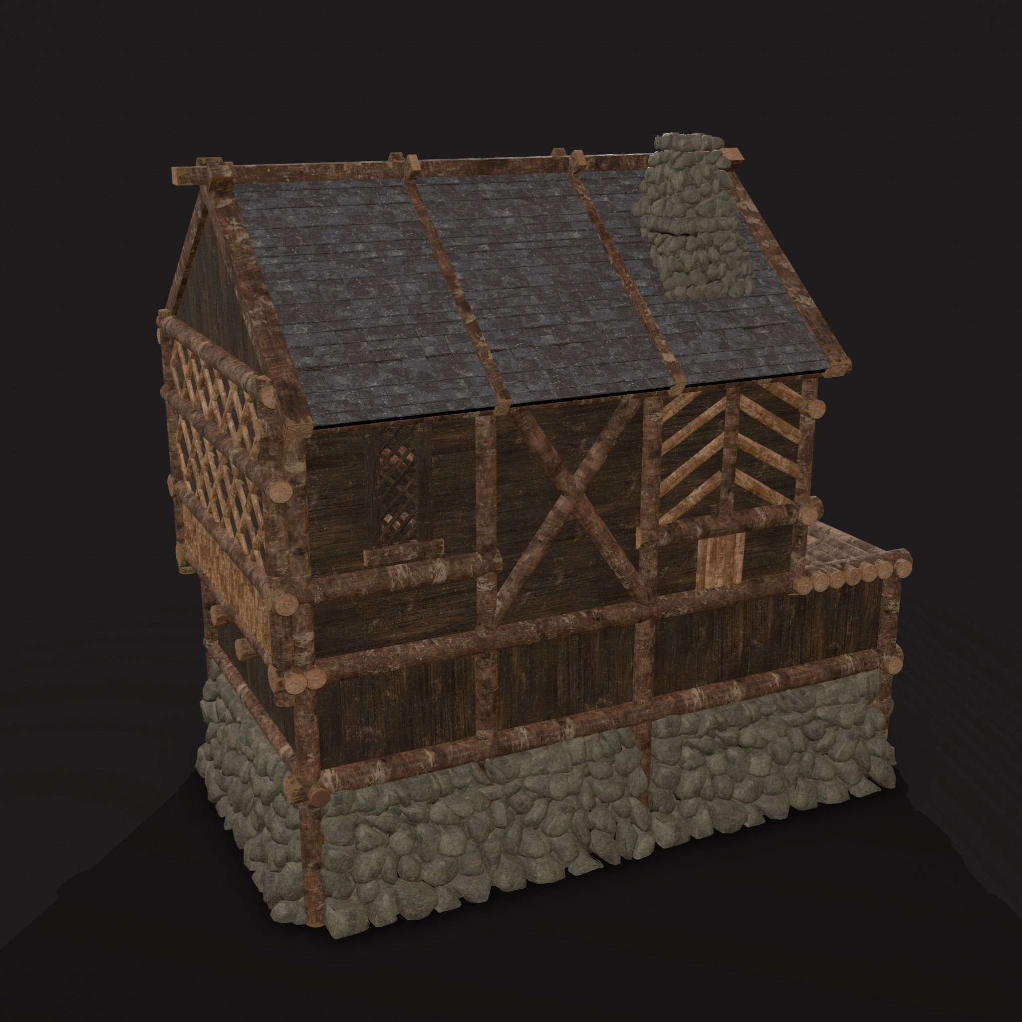 Medieval Cabin F Low-poly 3D model_9