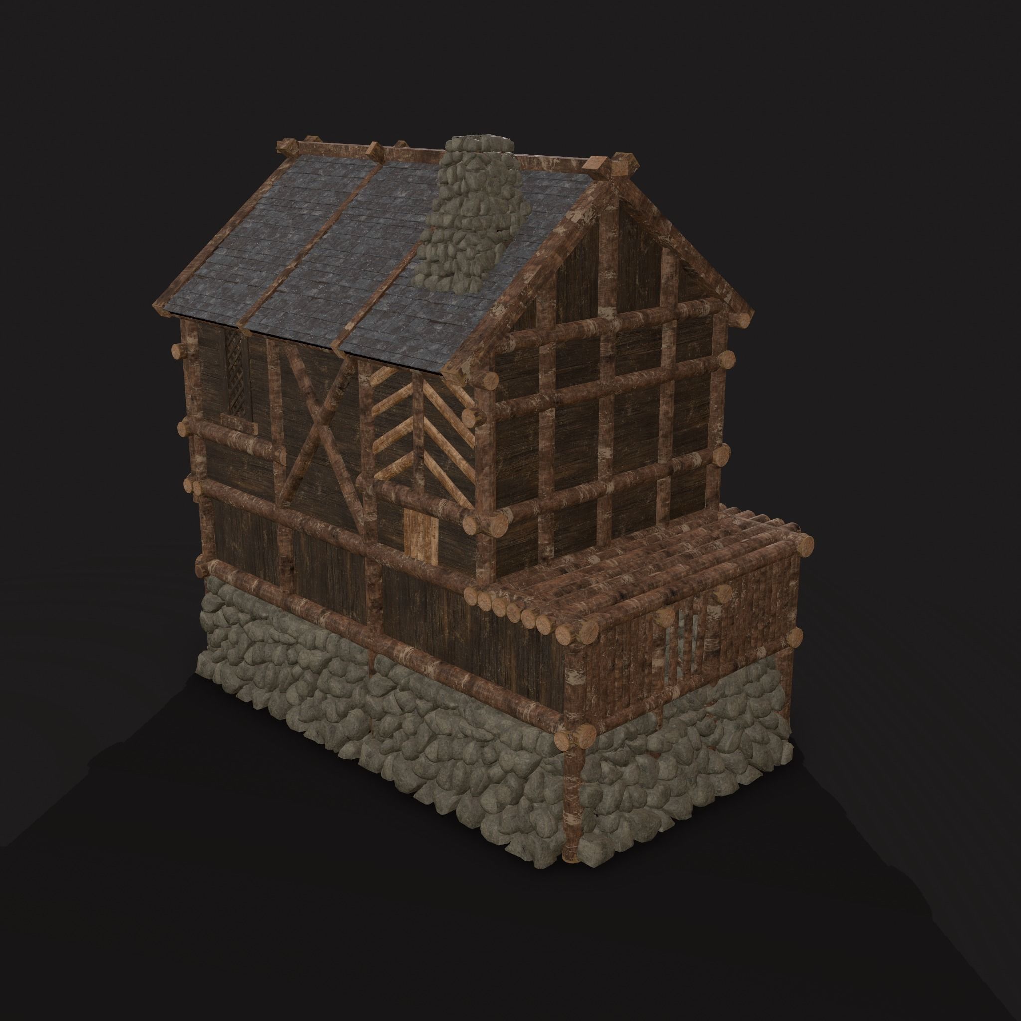 Medieval Cabin F Low-poly 3D model_7