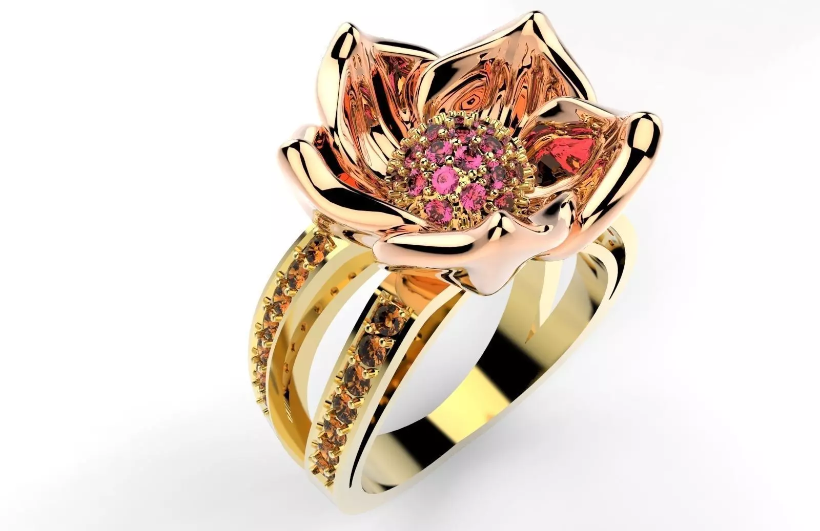 Ring lotus flower 3D print model