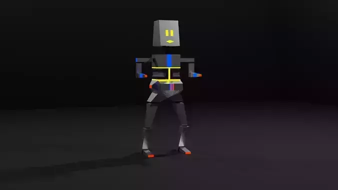 Low poly robot model rigged 