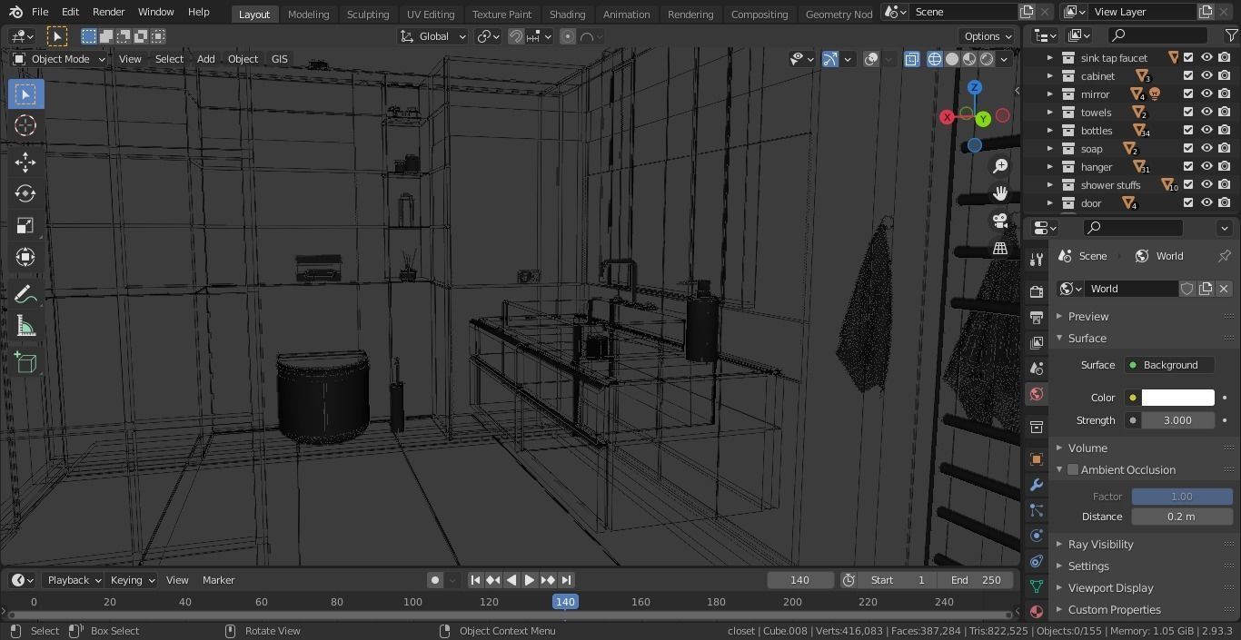 Bathroom modern with walls and marble floors Free 3D model_14
