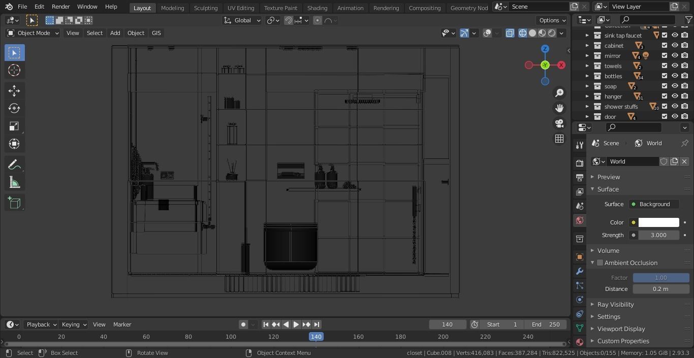 Bathroom modern with walls and marble floors Free 3D model_11