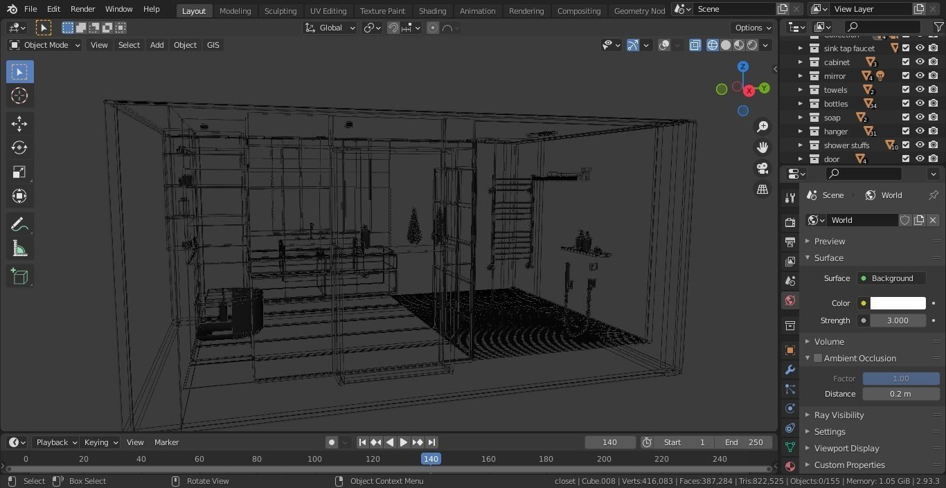 Bathroom modern with walls and marble floors Free 3D model_13