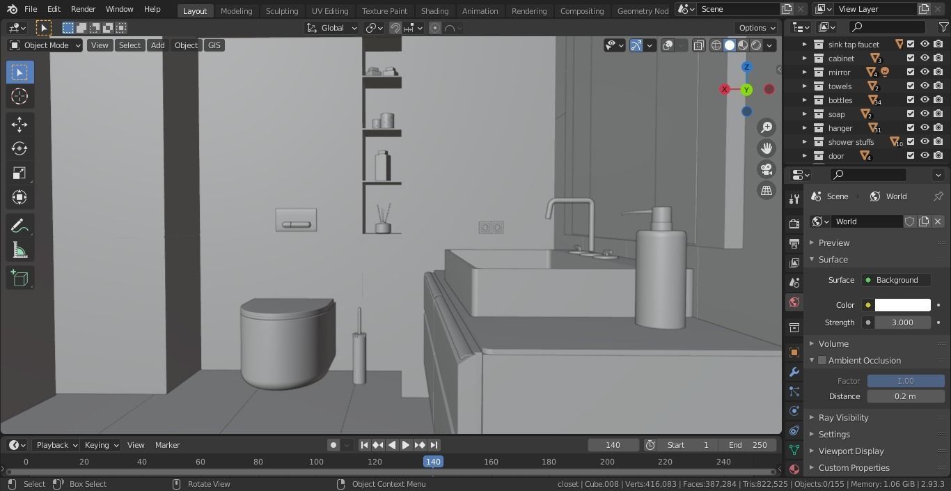 Bathroom modern with walls and marble floors Free 3D model_6