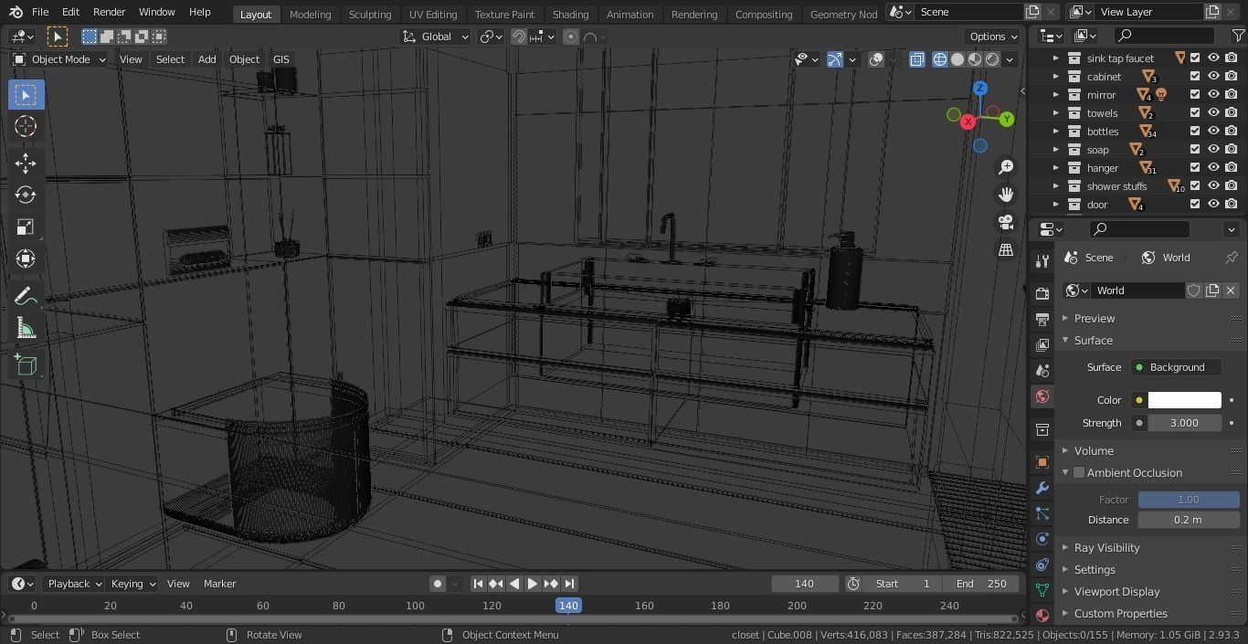 Bathroom modern with walls and marble floors Free 3D model_10