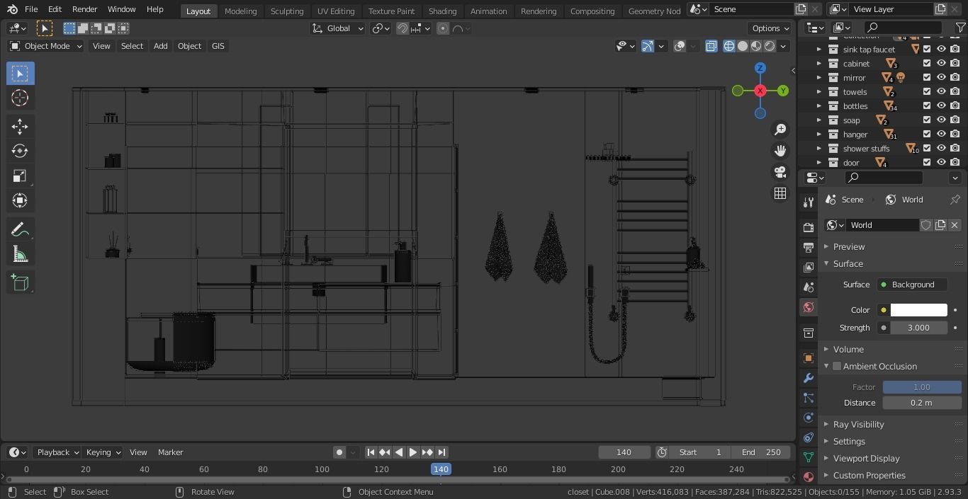 Bathroom modern with walls and marble floors Free 3D model_12