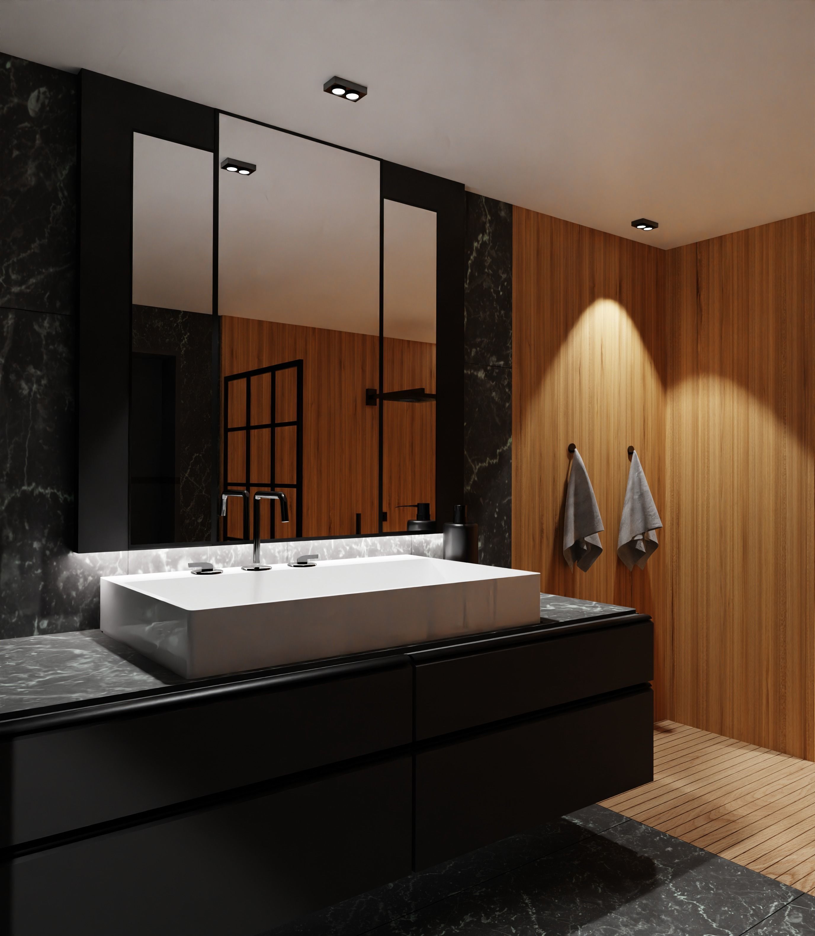 Bathroom modern with walls and marble floors Free 3D model_2