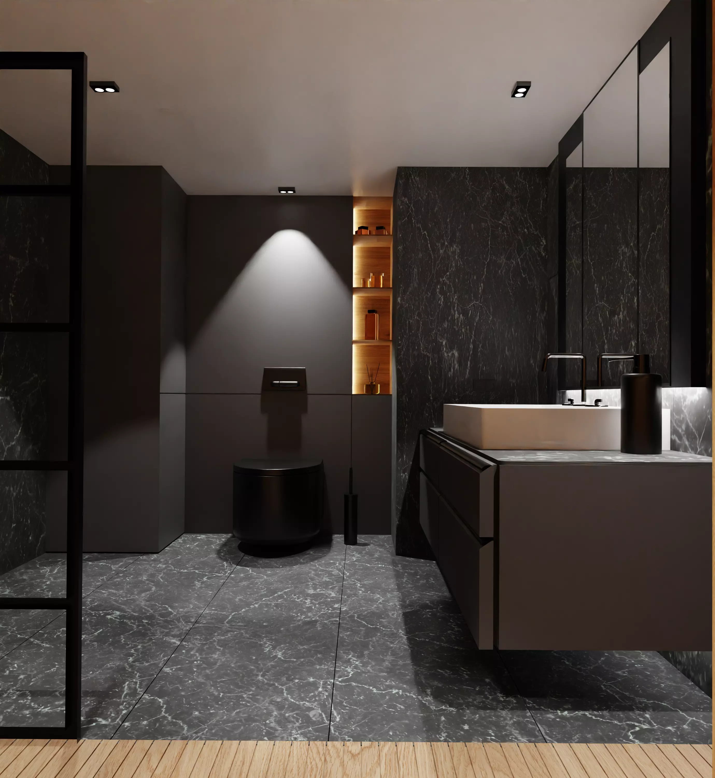 Bathroom modern with walls and marble floors Free 3D model_0