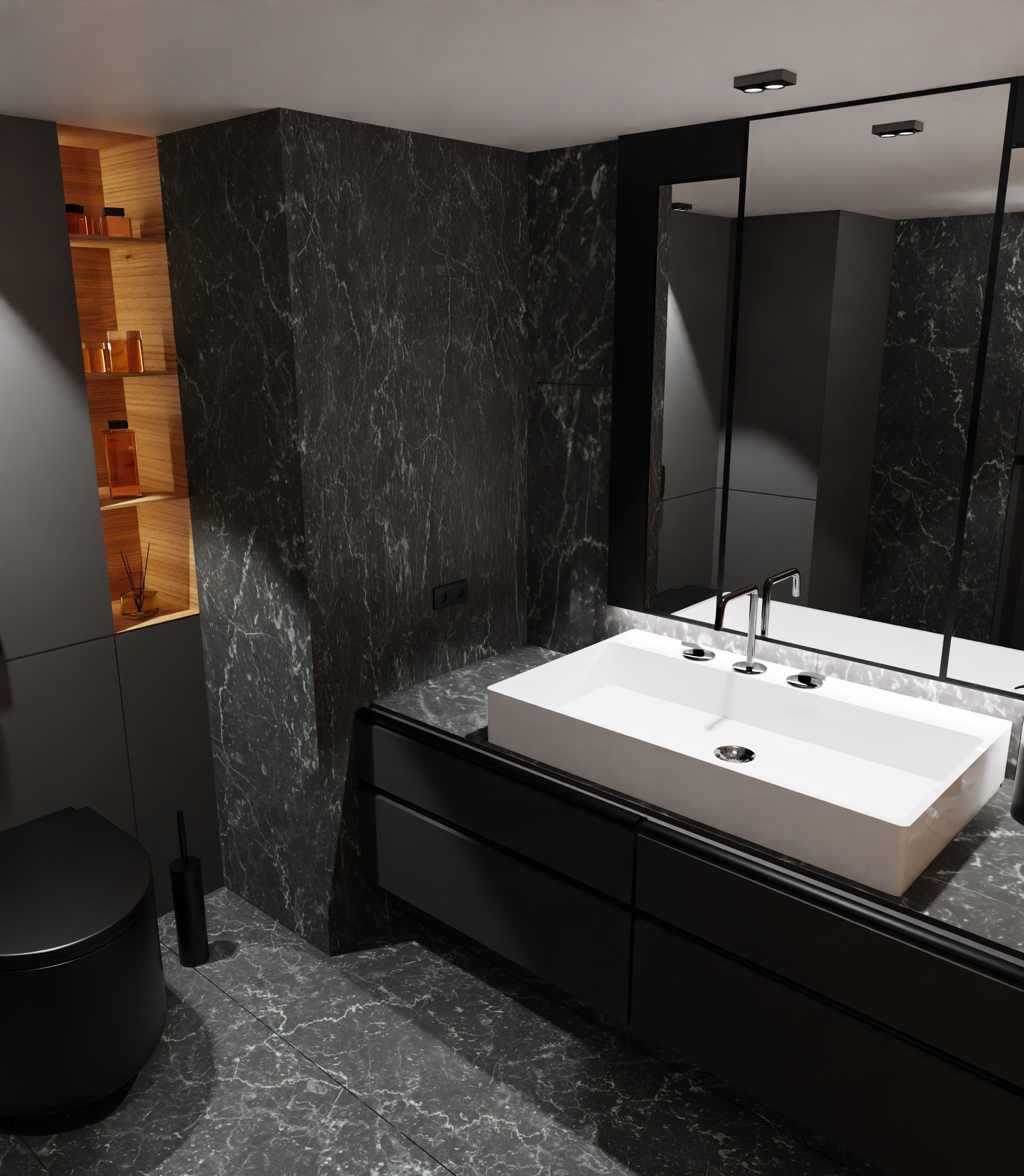 Bathroom modern with walls and marble floors Free 3D model_1