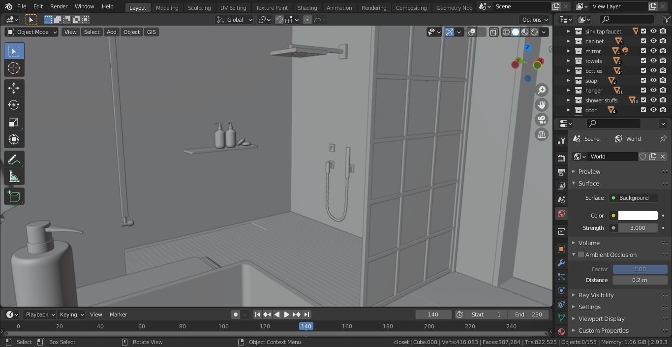 Bathroom modern with walls and marble floors Free 3D model_7
