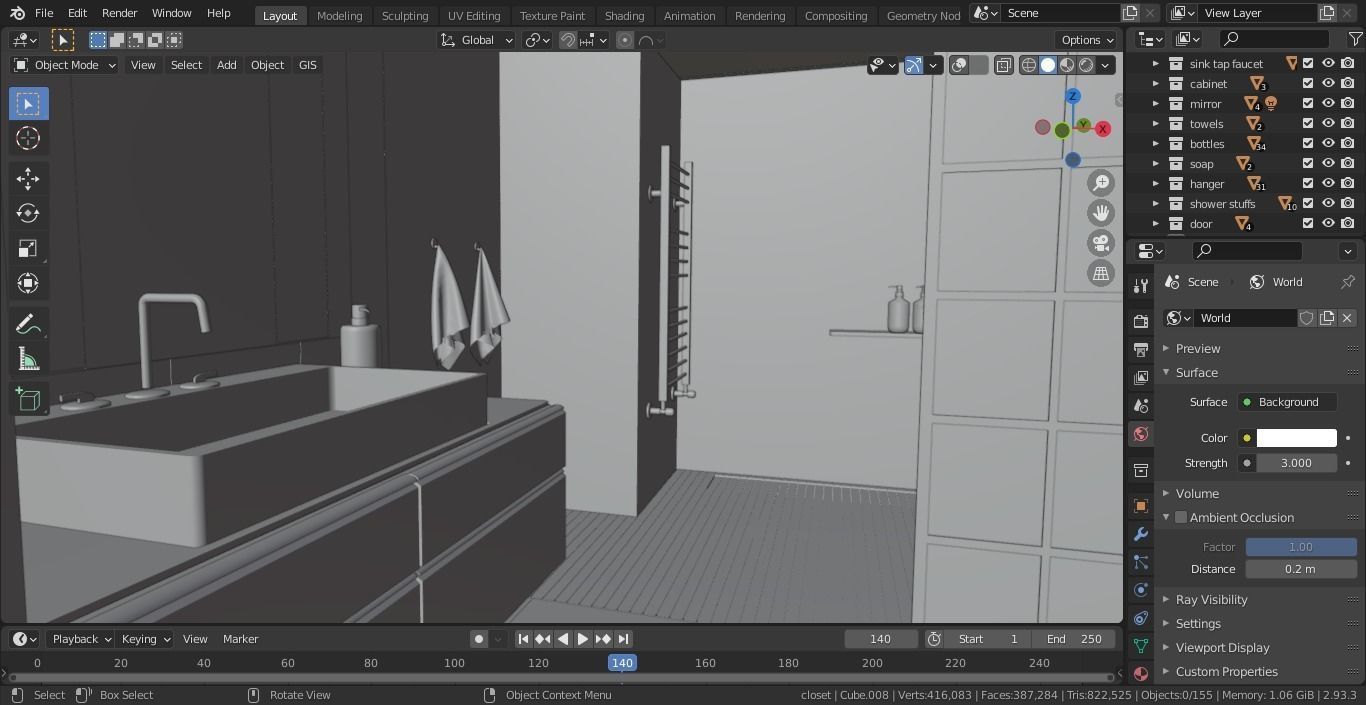 Bathroom modern with walls and marble floors Free 3D model_8