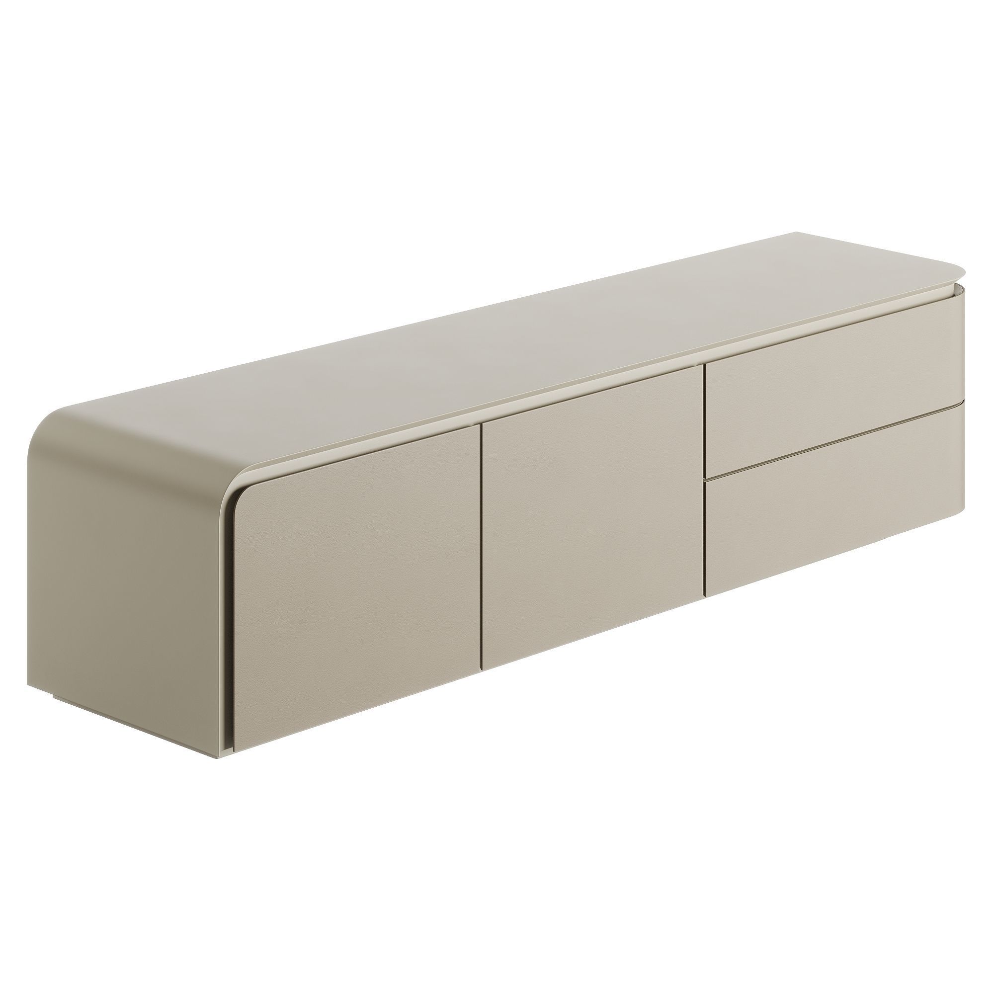 Fendi Edge Low Cabinet Stone Fiddleback Sycamore Low-poly 3D model_1