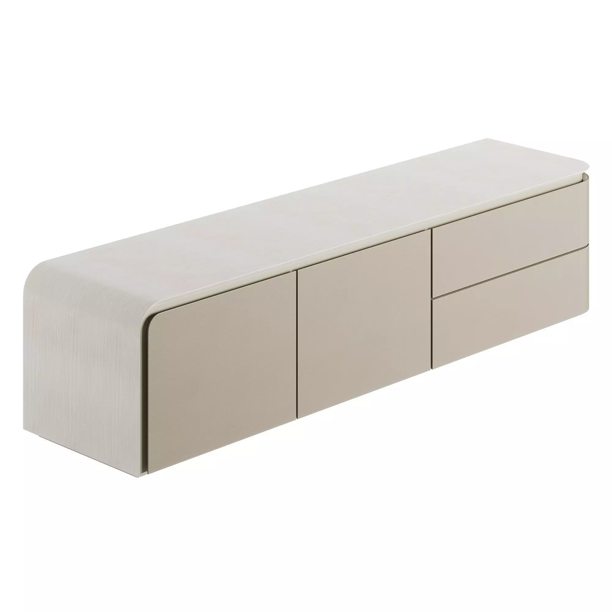 Fendi Edge Low Cabinet Stone Fiddleback Sycamore Low-poly 3D model_0