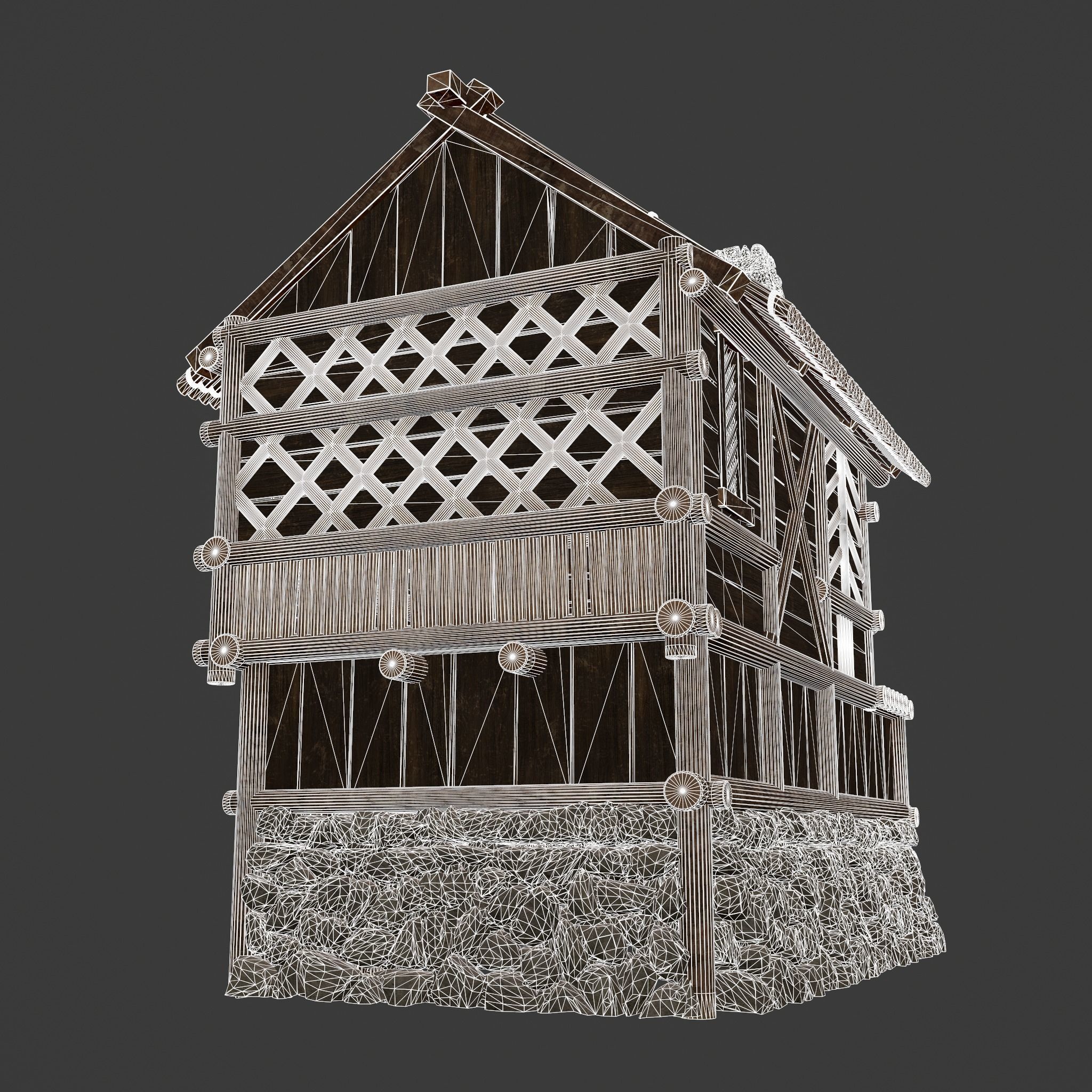 Medieval Cabin H Low-poly 3D model_57