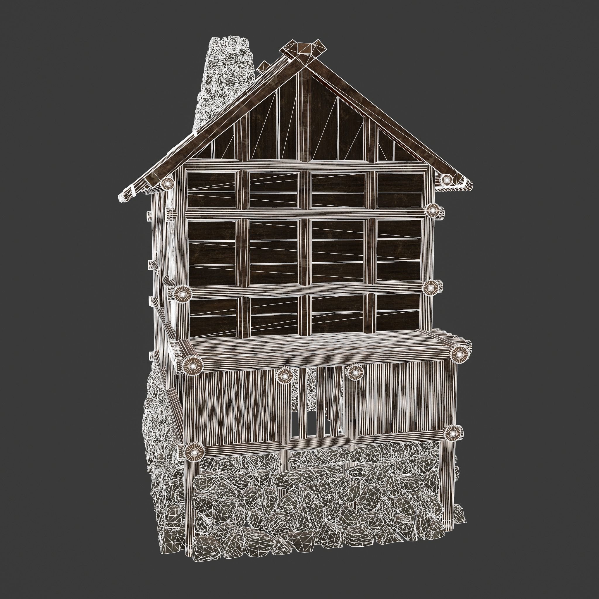 Medieval Cabin H Low-poly 3D model_42