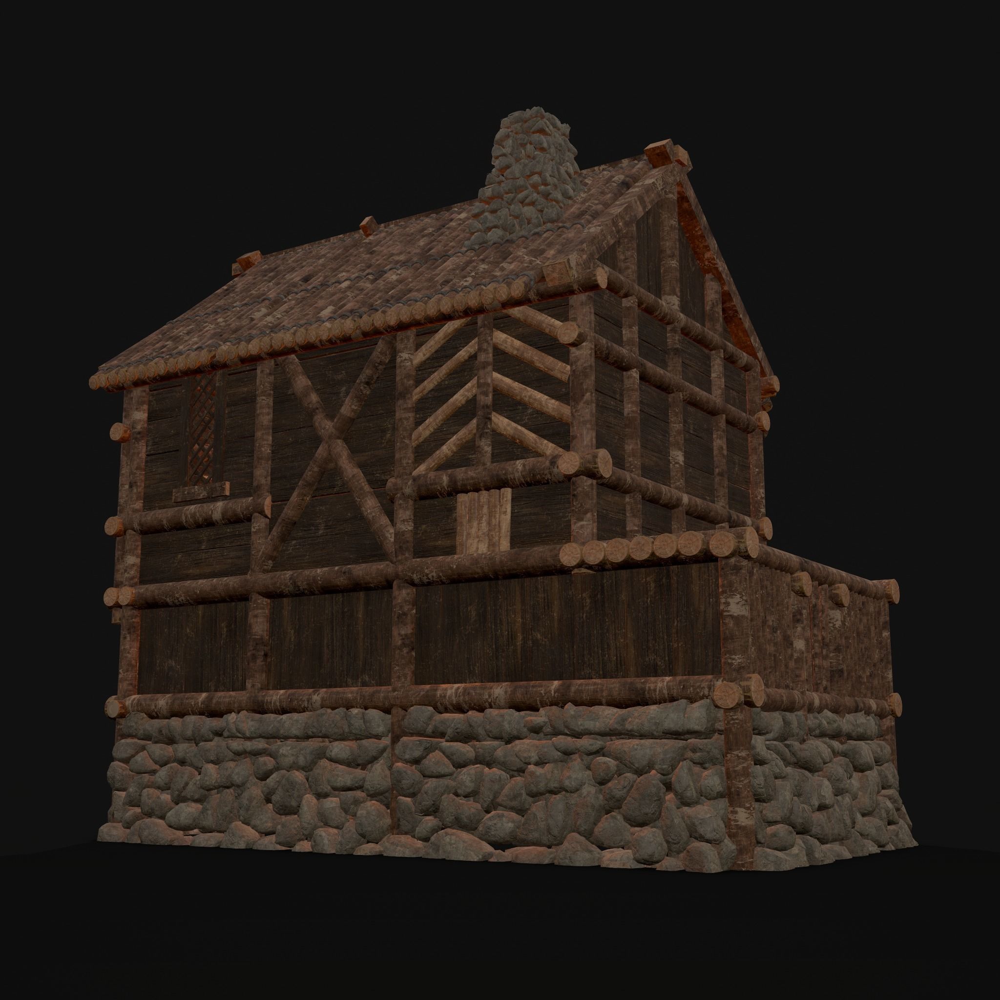 Medieval Cabin H Low-poly 3D model_17