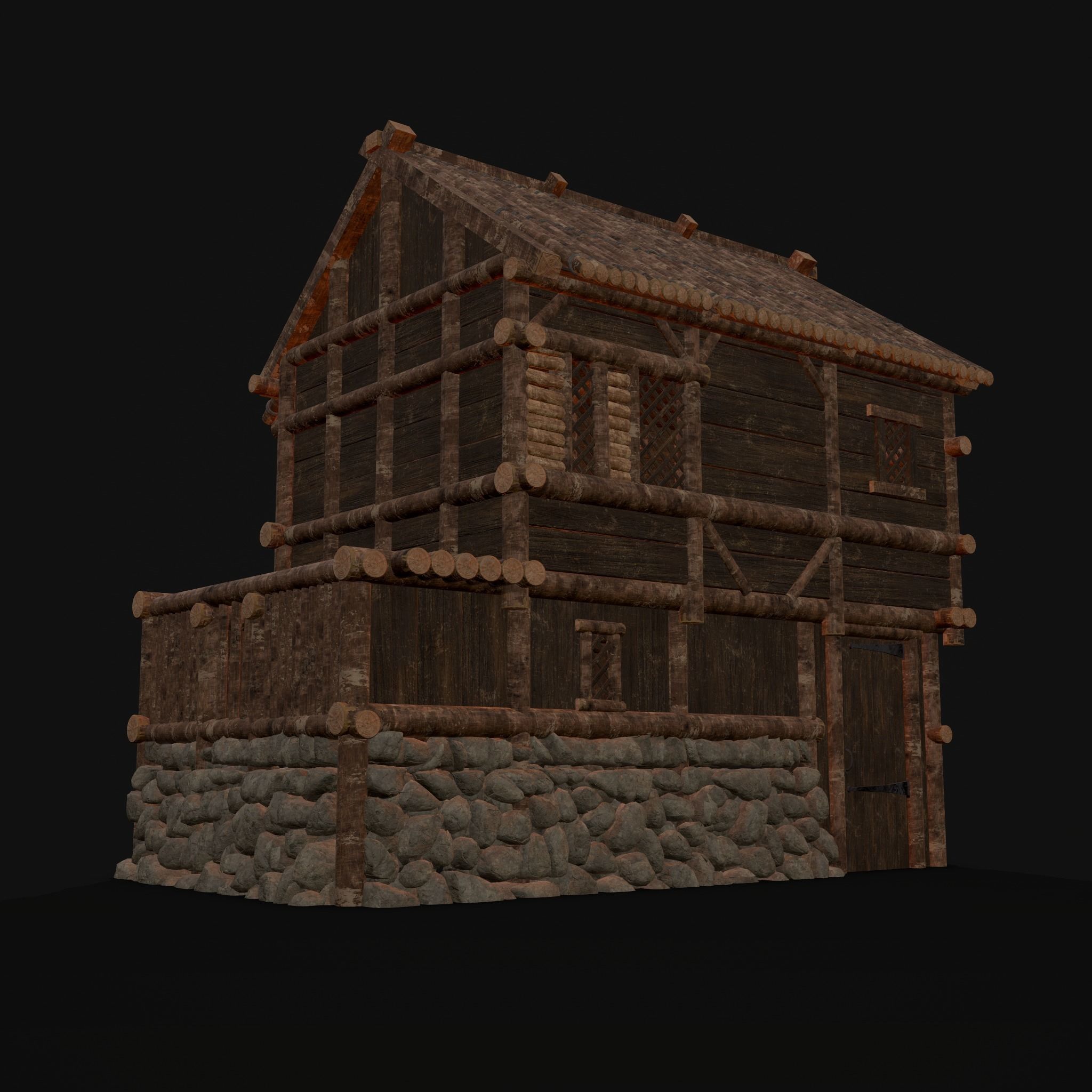 Medieval Cabin H Low-poly 3D model_14