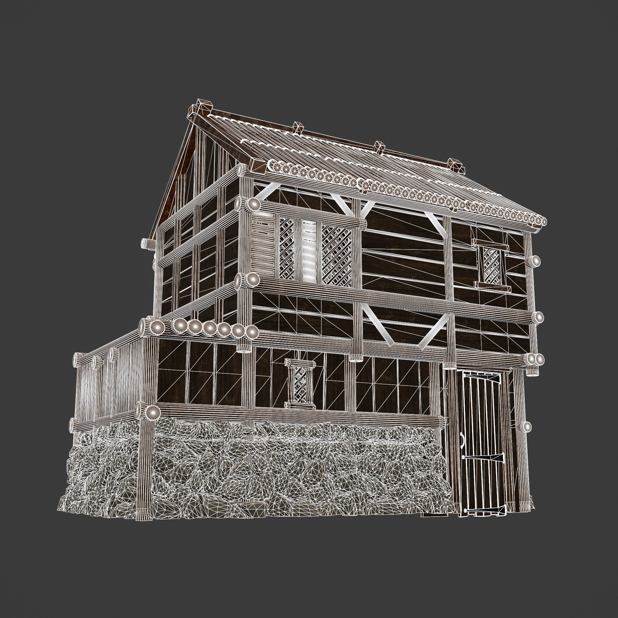 Medieval Cabin H Low-poly 3D model_50