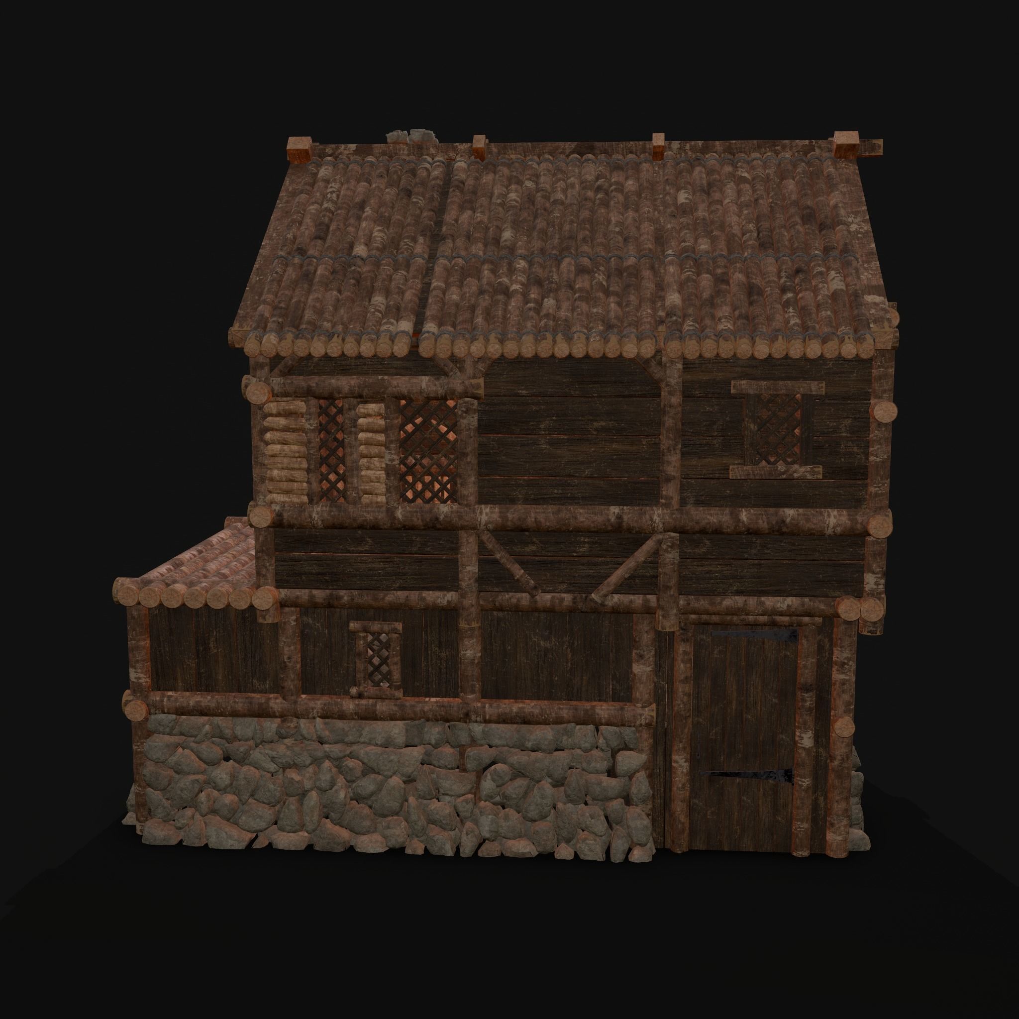 Medieval Cabin H Low-poly 3D model_2