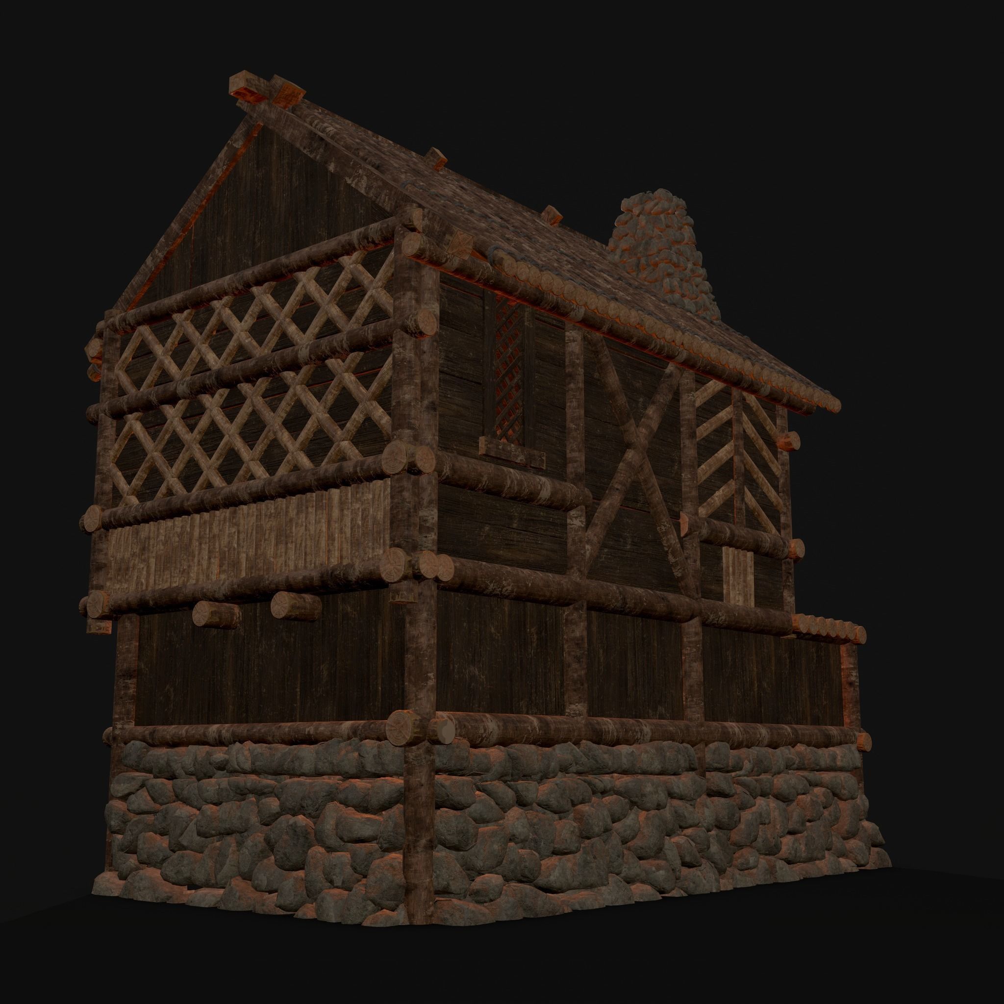 Medieval Cabin H Low-poly 3D model_25