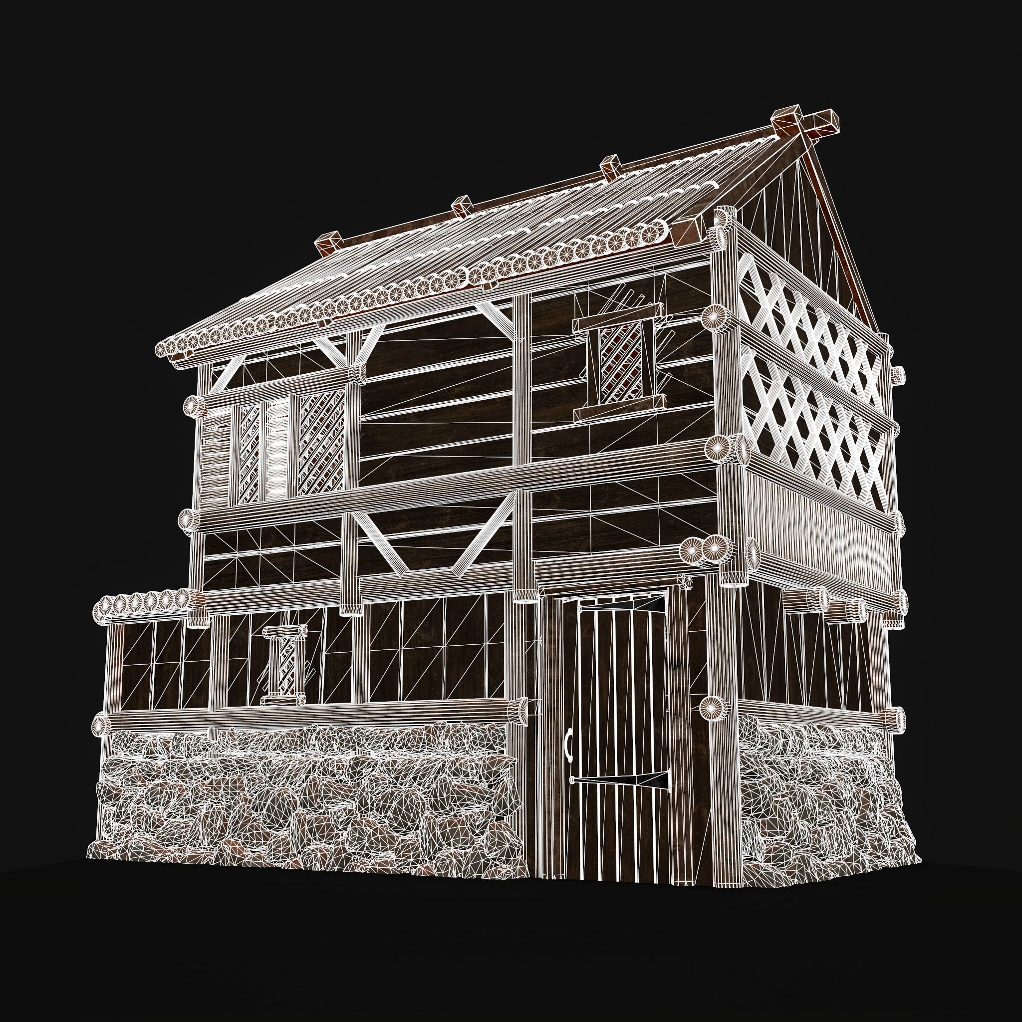 Medieval Cabin H Low-poly 3D model_35