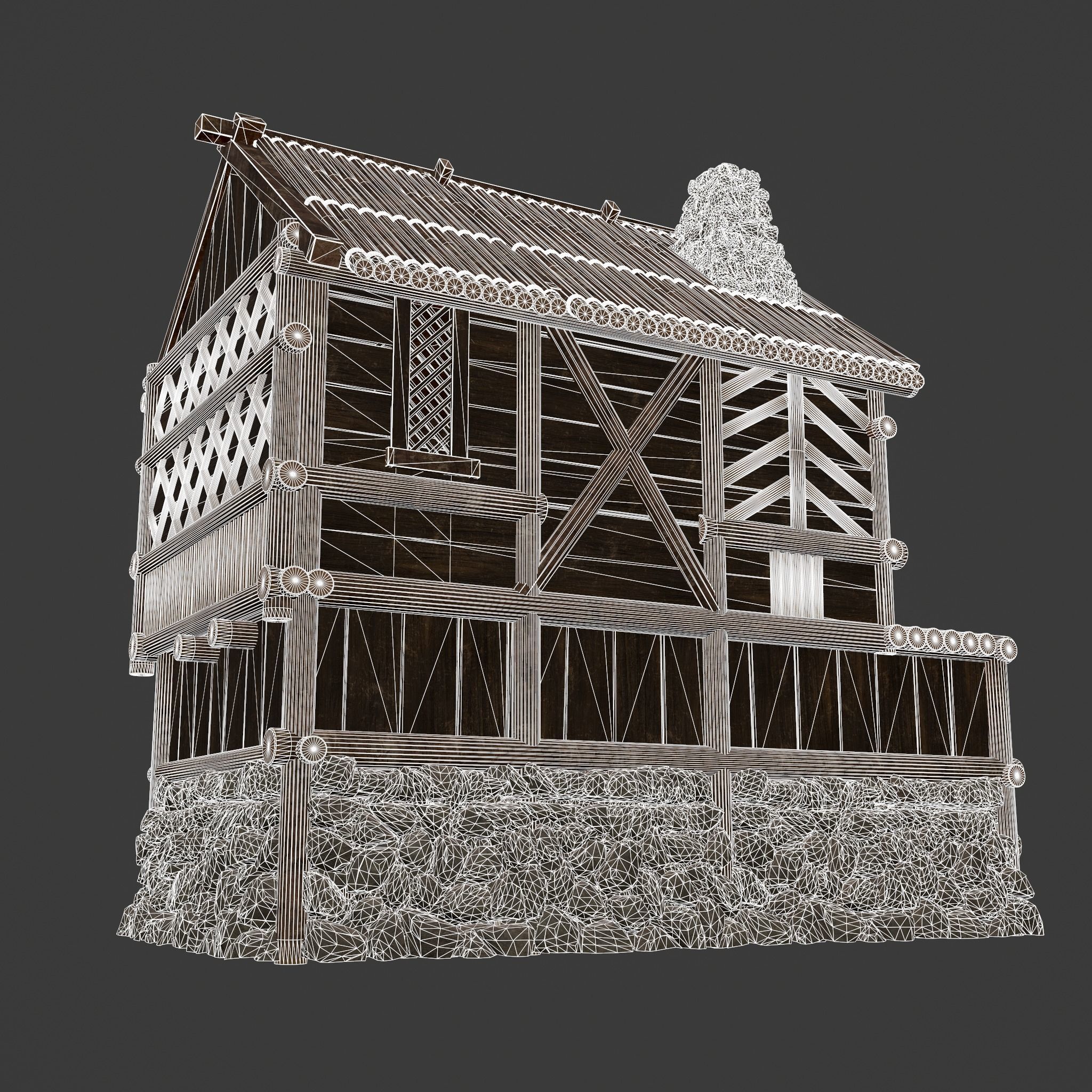 Medieval Cabin H Low-poly 3D model_53